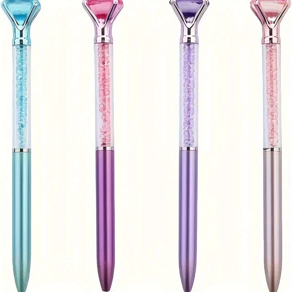 Ballpoint Pens Set of 4 Crystal w/Gem Tops